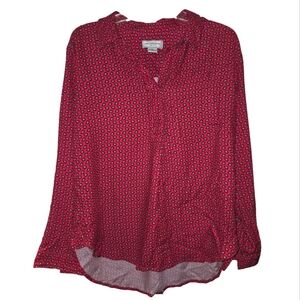 Liz Claiborne Red Paisley High Low Blouse